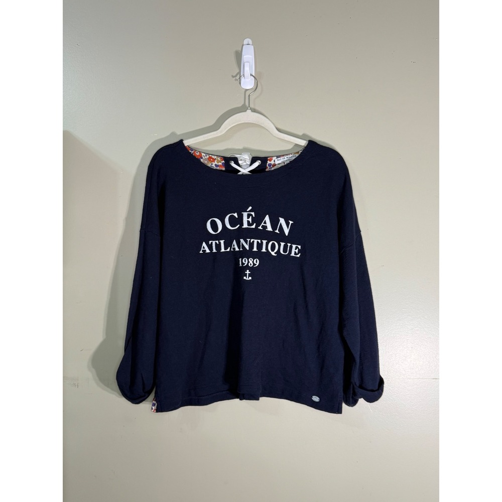 Mat De Misaine Ocean Atlantique 1989 Lace Up Back Sweatshirt Navy Blue 38